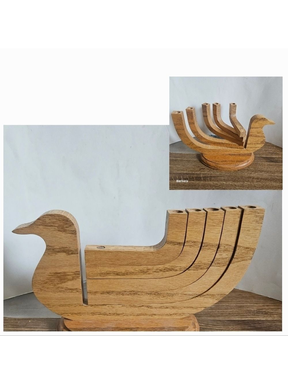 Bill Salamon Handmade Wooden Bird 5-Candle Candelabra